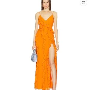 Orange Ruffled Maxi Dress